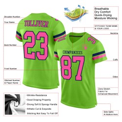 Custom Neon Green Pink-Navy Mesh Authentic Football Jersey Custom Neon Green Pink-Navy Mesh Authentic Football Jersey