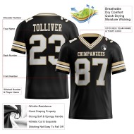 Custom Black White-Vegas Gold Mesh Authentic Football Jersey Custom Black White-Vegas Gold Mesh Authentic Football Jersey