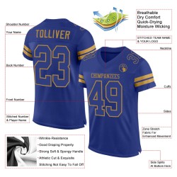 Custom Royal Royal-Old Gold Mesh Authentic Football Jersey Custom Royal Royal-Old Gold Mesh Authentic Football Jersey